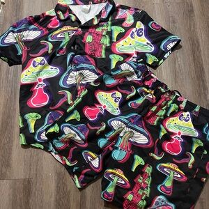 Colorful Mushroom‎ Print Shirt and Shorts Set